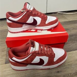 Nike Dunk Low - White and Burgundy Suede